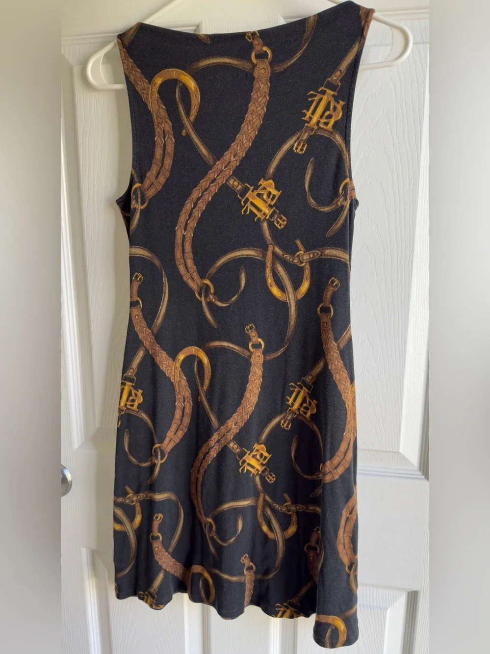 Lauren Ralph Lauren Equestrian Print knee-length Dress Black Silk Blend Sheath